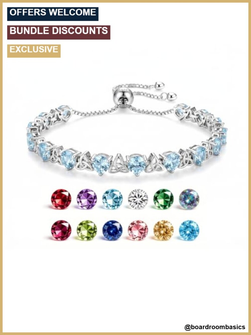 Sterling Silver Celtic Knot Tennis Bracelet 8CT Round Cut Adjustable